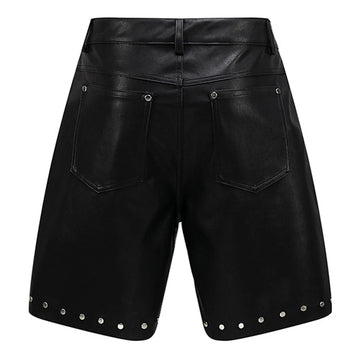 Studded Black Leather Shorts